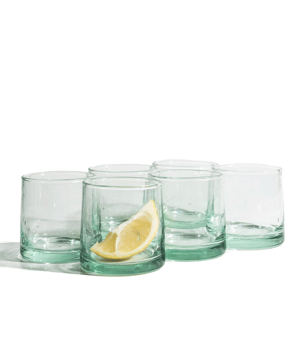 Envers Mouth-Blown Recycled Glasses, Set of 6, detail view