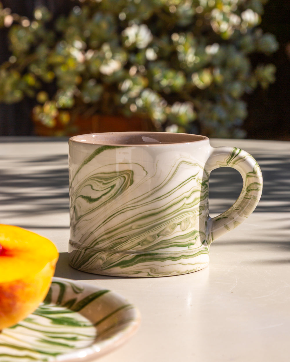 Marbled Olive Green Ceramic Mug, alternate view