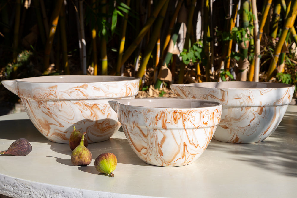 Marbled Terracotta Mixing Bowls, Set of 3, detail view
