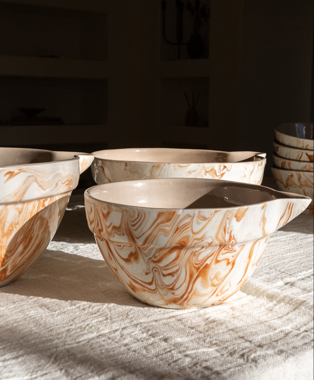 Marbled Terracotta Mixing Bowls, Set of 3, alternate view
