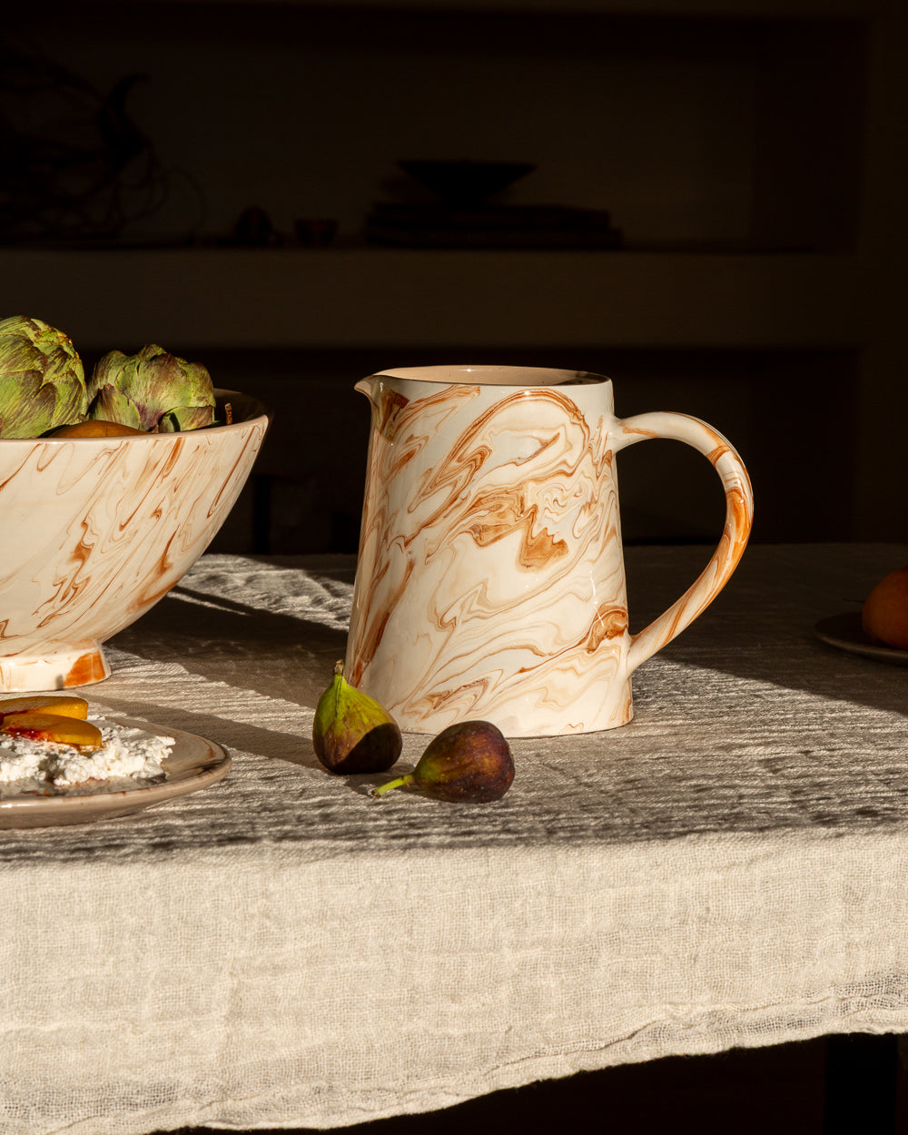 Marbled Terracotta Ceramic Pitcher, alternate view