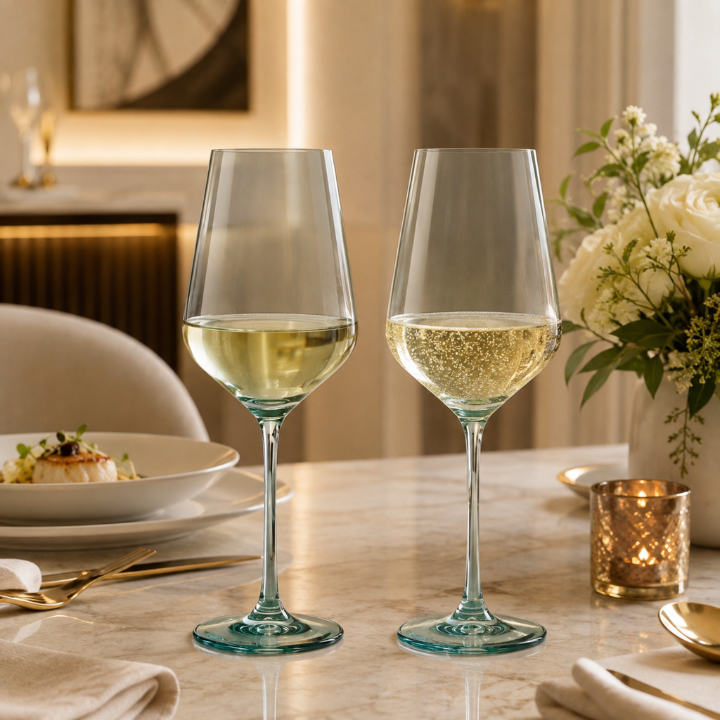 Tonal Stemmed Wine Glasses, Forest Green, Set of 2, alternate view