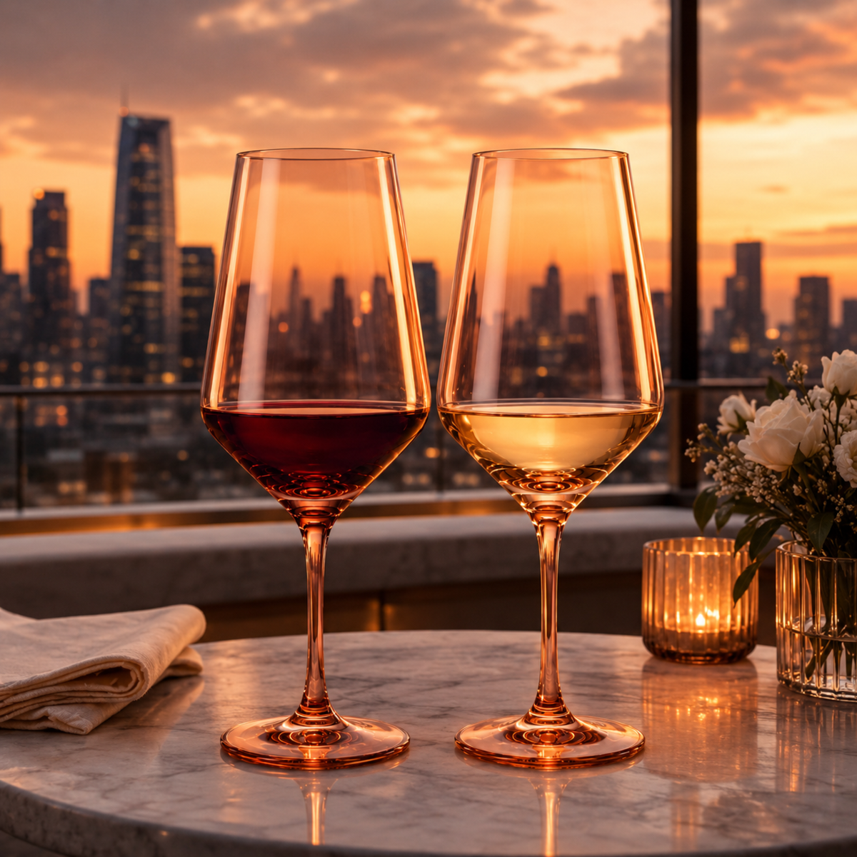 Tonal Stemmed Wine Glasses, Burnt Orange, Set of 2, alternate view