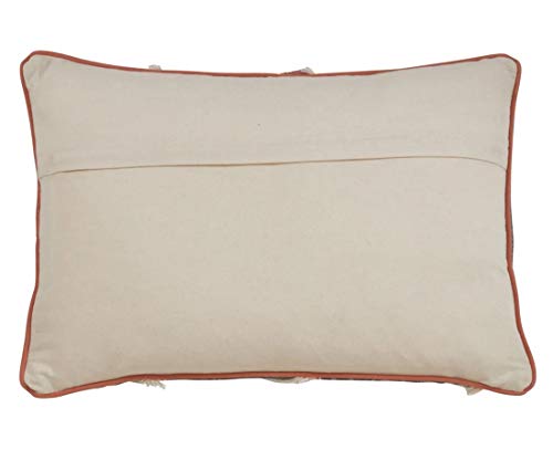 Block Print Embroidered Fringe Pillow, Indigo, alternate view