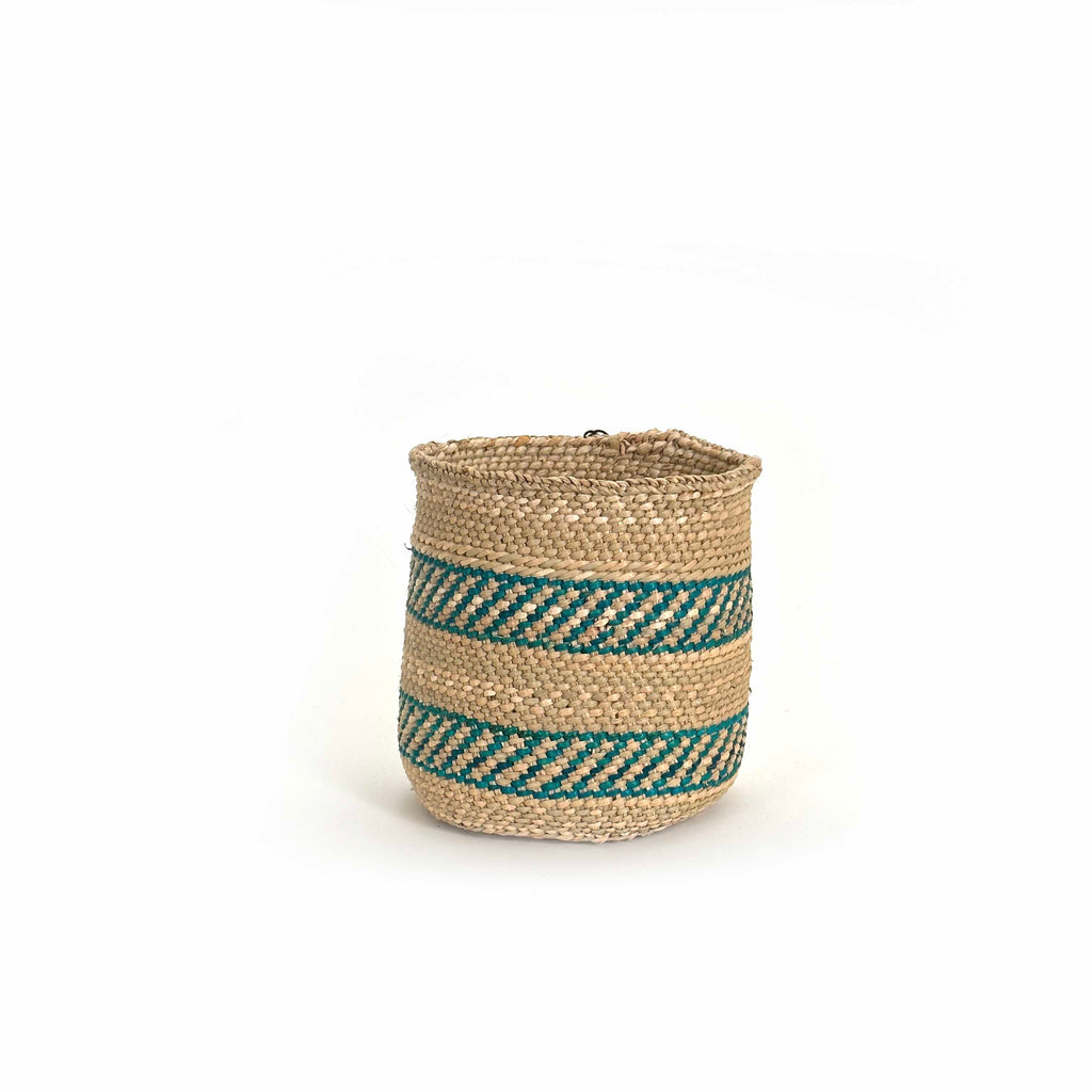 Turquoise Stripe Iringa Woven Basket, view 6