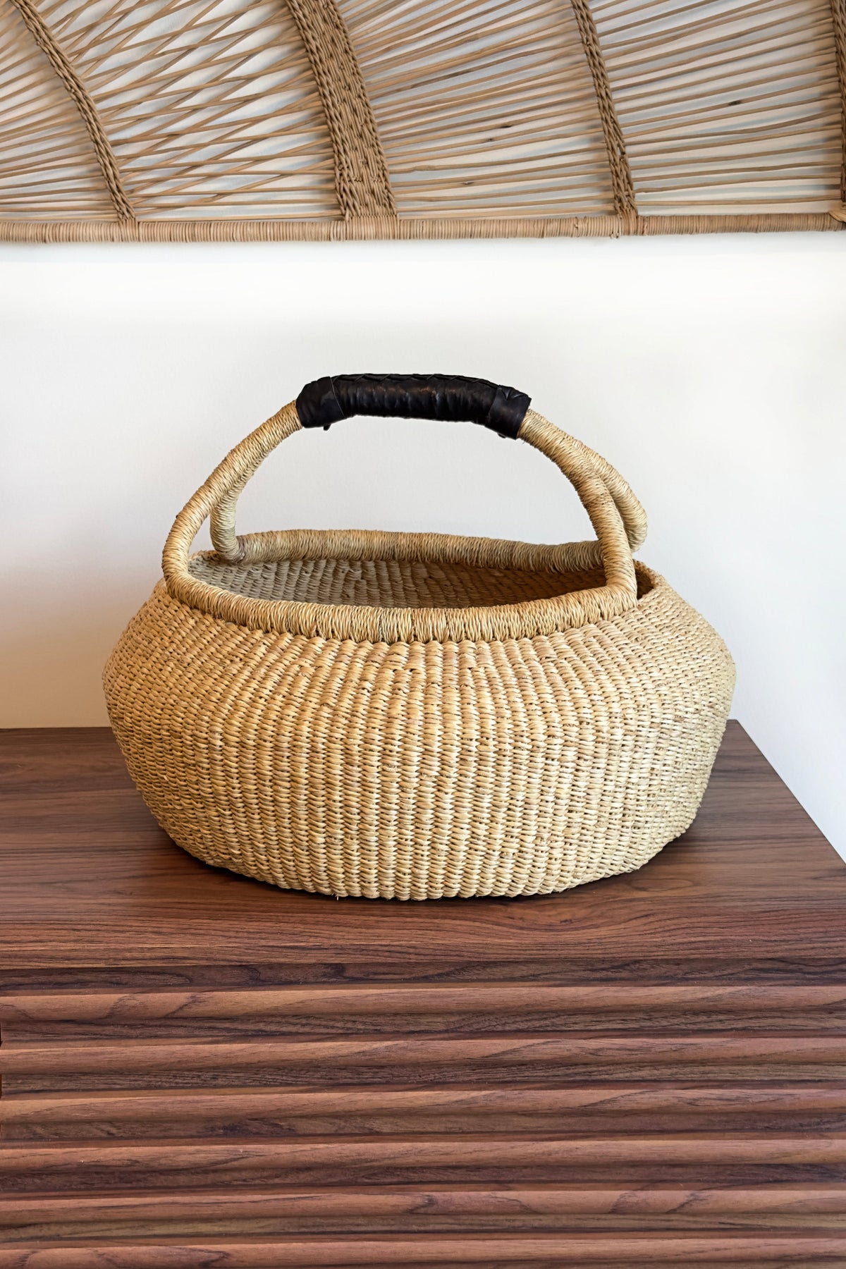 Handwoven Kettle Basket with Handle, view 5
