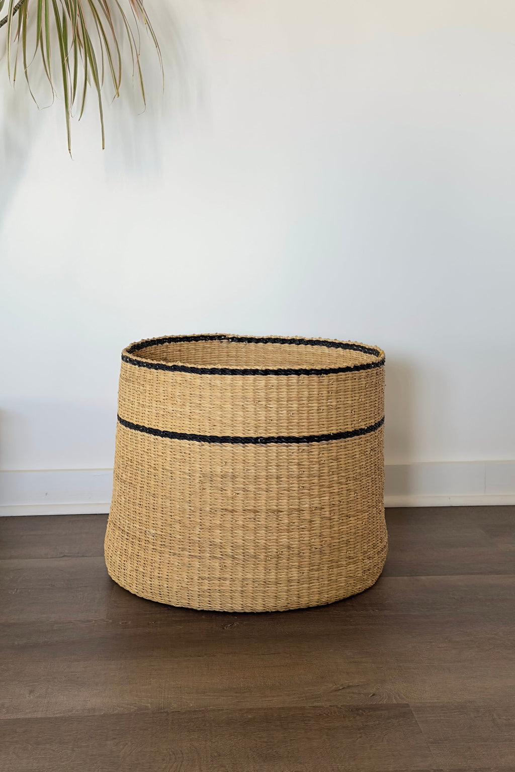 Simple Stripe Handwoven Basket, another angle