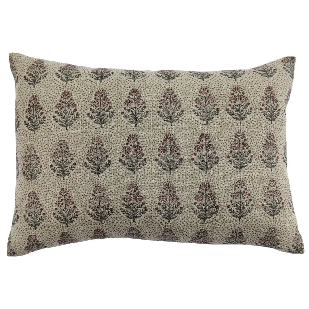 Padma Linen Floral Pillow Cover, Ruby