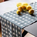 Blue Cross-Hatch Linen Table Runner