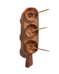 Carved Walnut Three Condiment Serving Set