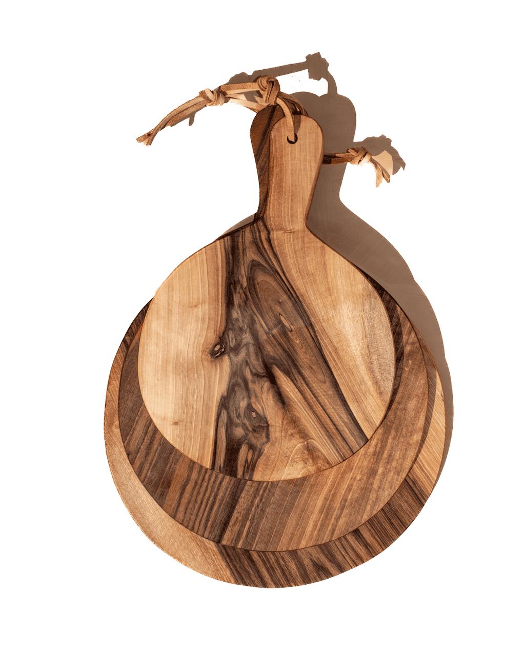 Round Walnut Cutting Board with Handle, 3 Sizes