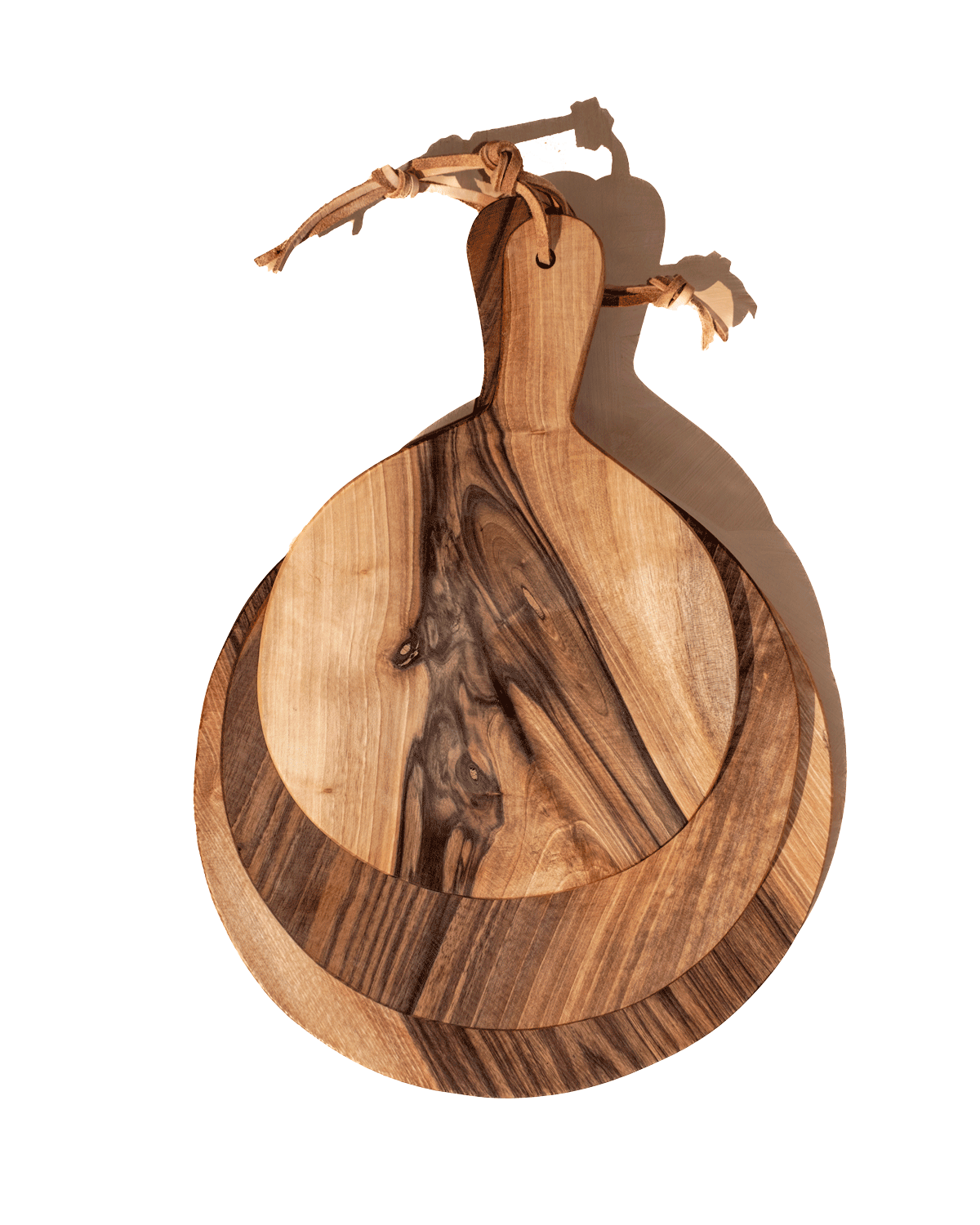 Round Walnut Cutting Board with Handle, 3 Sizes