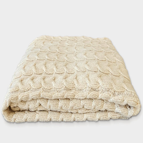 Muru Alpaca Cable Throw, Ivory, alternate view