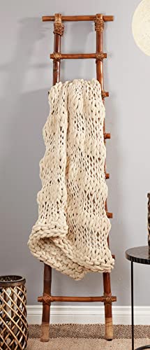 Chunky Cable Knit Throw, White, view 5