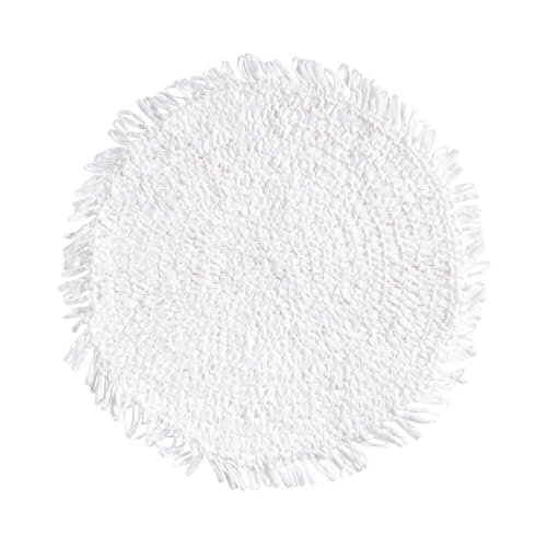 Raffia Fringe Round Placemats, Black, Set of 4