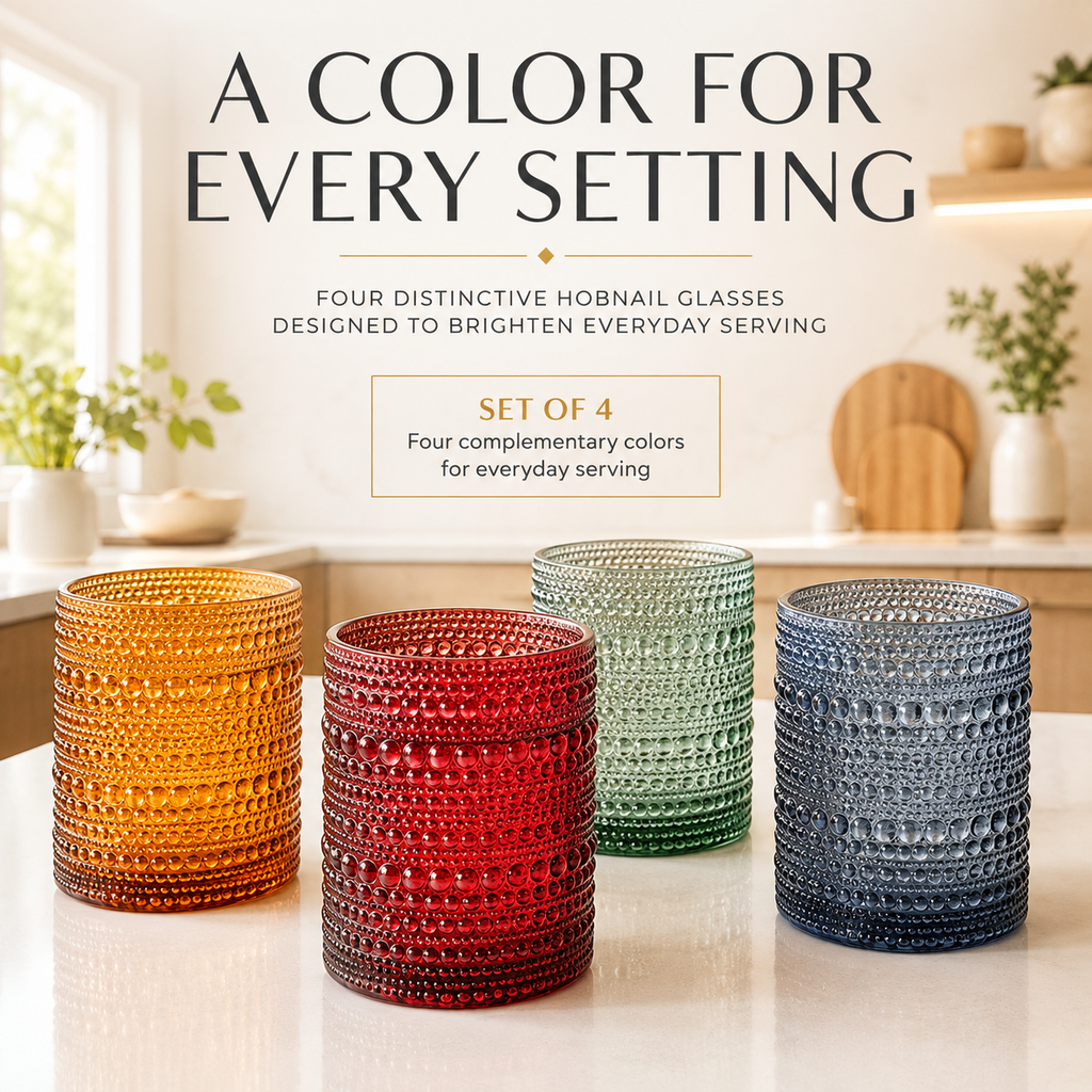 Tonal Hobnail Lowballs, Set of 4, view 6