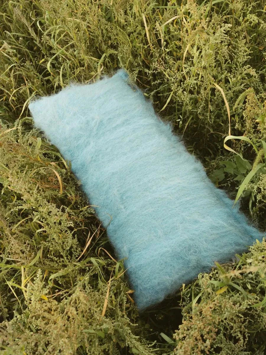 Handwoven Wool Lumbar Pillow, Sky Blue