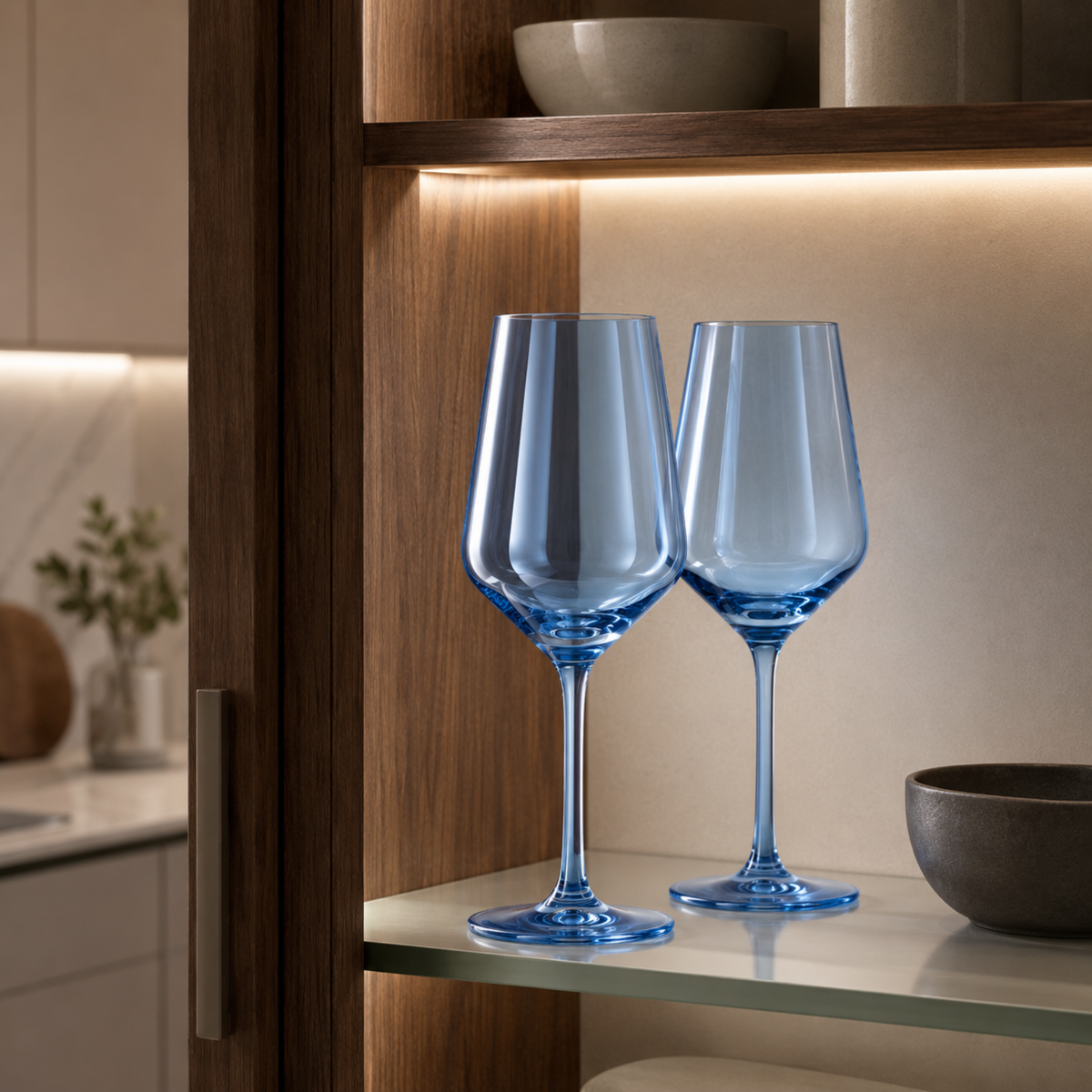 Tonal Stemmed Wine Glasses, Cloudy Blue, Set of 2, view 5