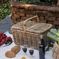 Rattan Picnic Basket with Leather Strap
