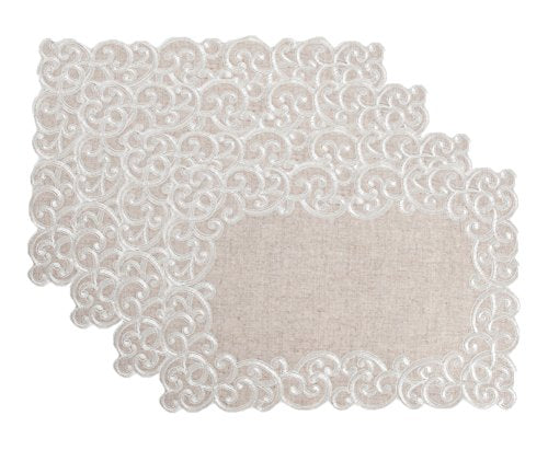Scallop Embroidered Linen Blend Tablecloth