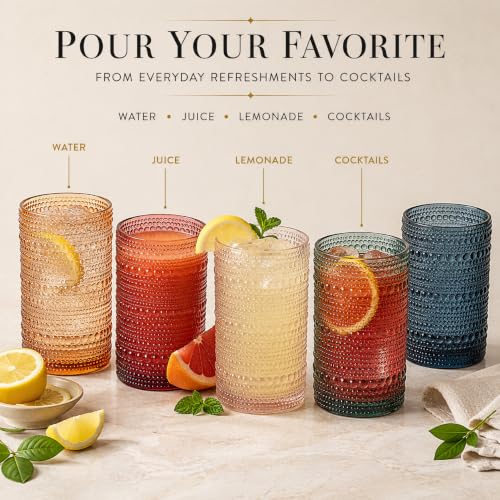 Tonal Hobnail Highballs, Set of 6, another angle