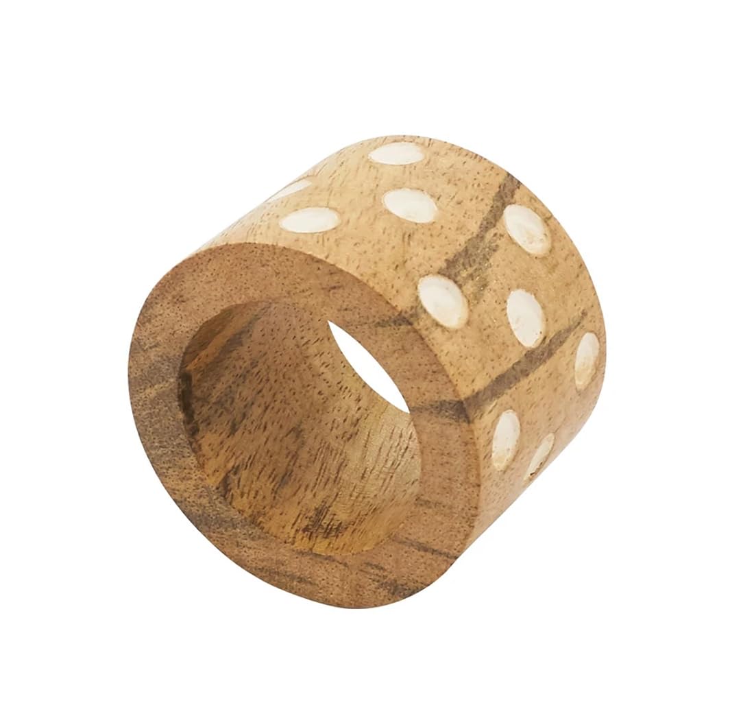 Dot Design Wooden Napkin Rings, Set of 4, detail view