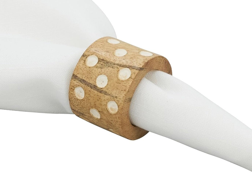 Dot Design Wooden Napkin Rings, Set of 4