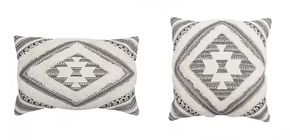 Southwest Diamond Block Print Pillow Cover, Black