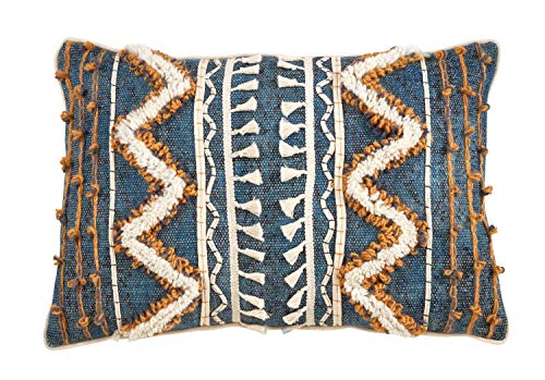 Block Print Tufted Cotton Accent Pillow