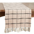 Woven Checker Tassel Table Runner, Natural