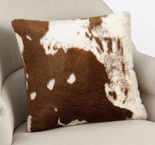 Faux Cowhide Throw Pillow with Insert, 18 in