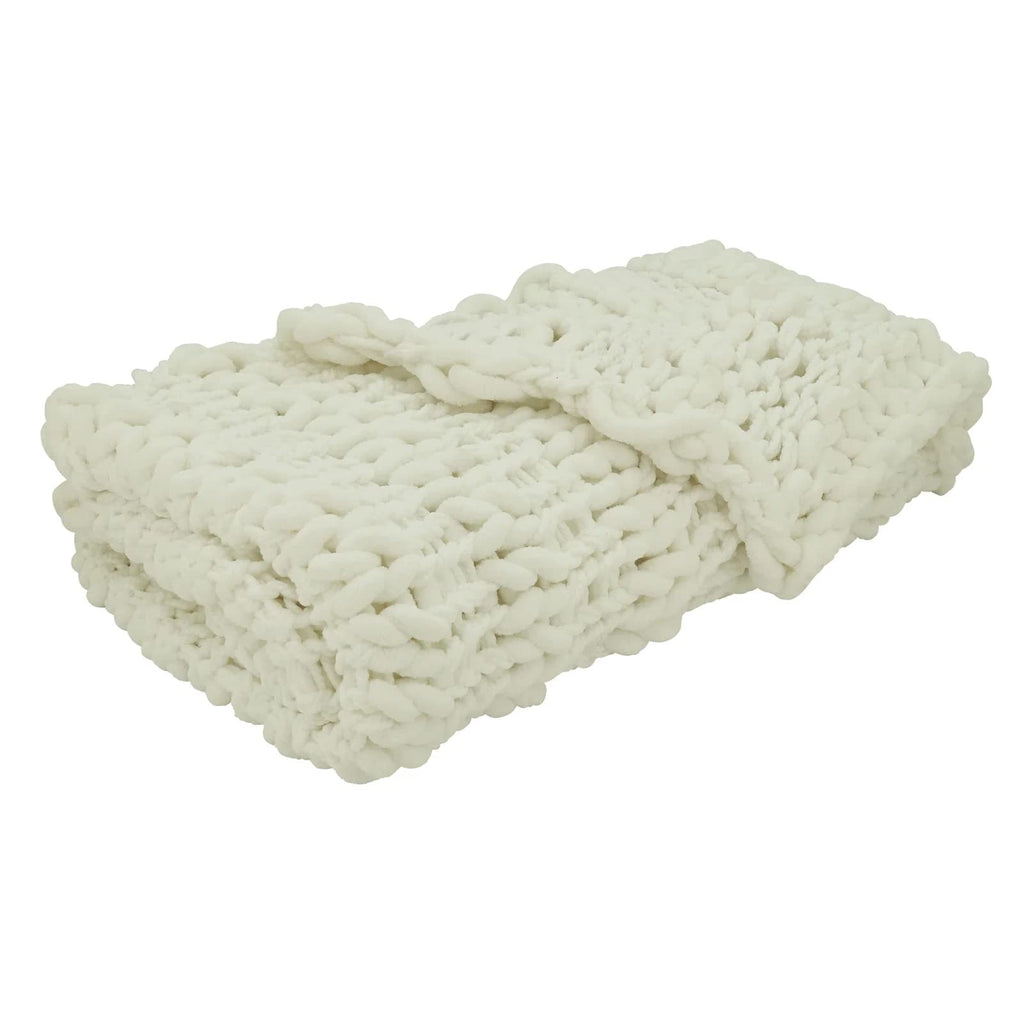 Chunky Cable Knit Throw, White