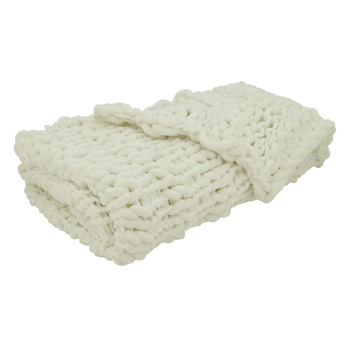 Chunky Cable Knit Throw, White