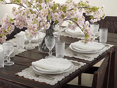 Scallop Embroidered Linen Blend Tablecloth, alternate view