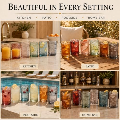 Tonal Hobnail Highballs, Set of 6, detail view