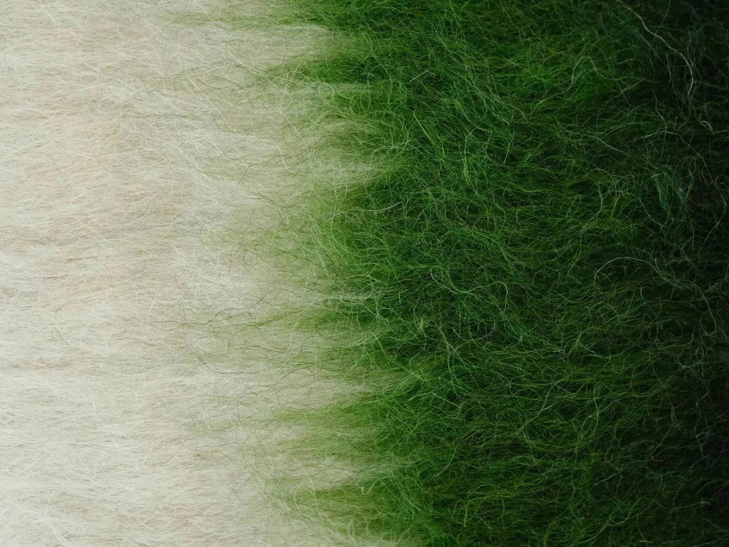 Handwoven Wool Pillow, Emerald and Cream, another angle