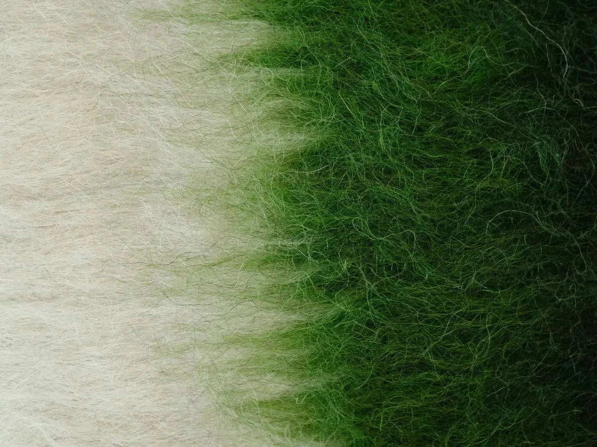 Handwoven Wool Pillow, Emerald and Cream, another angle