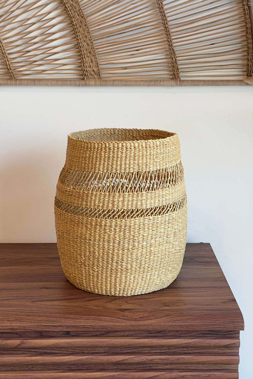 Mixed-Weave Handwoven Basket, Medium