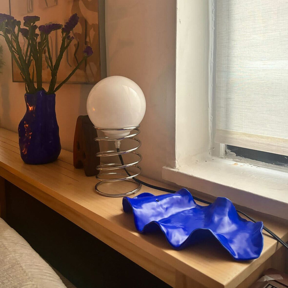 Cobalt Blue Porcelain Incense Holder in a detail view showing surface texture and finish up close