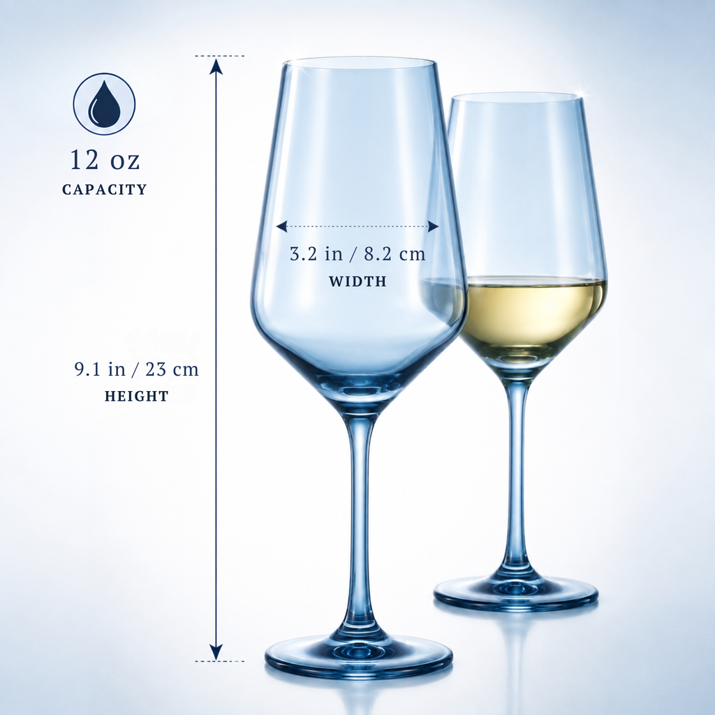 Tonal Stemmed Wine Glasses, Cloudy Blue, Set of 2, detail view