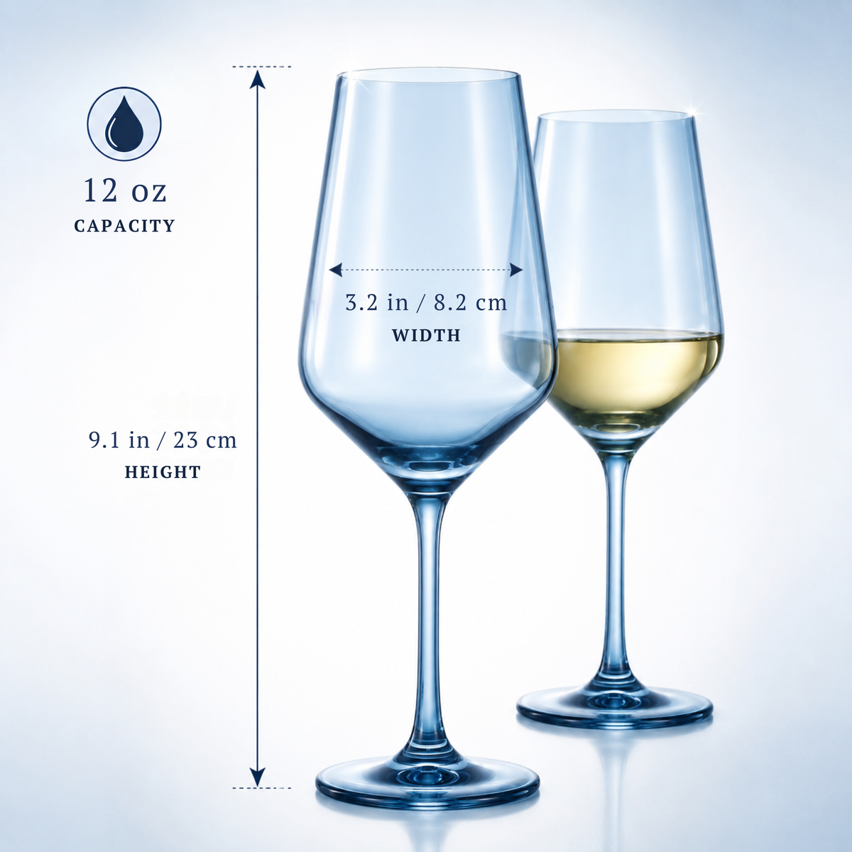 Tonal Stemmed Wine Glasses, Cloudy Blue, Set of 2, detail view