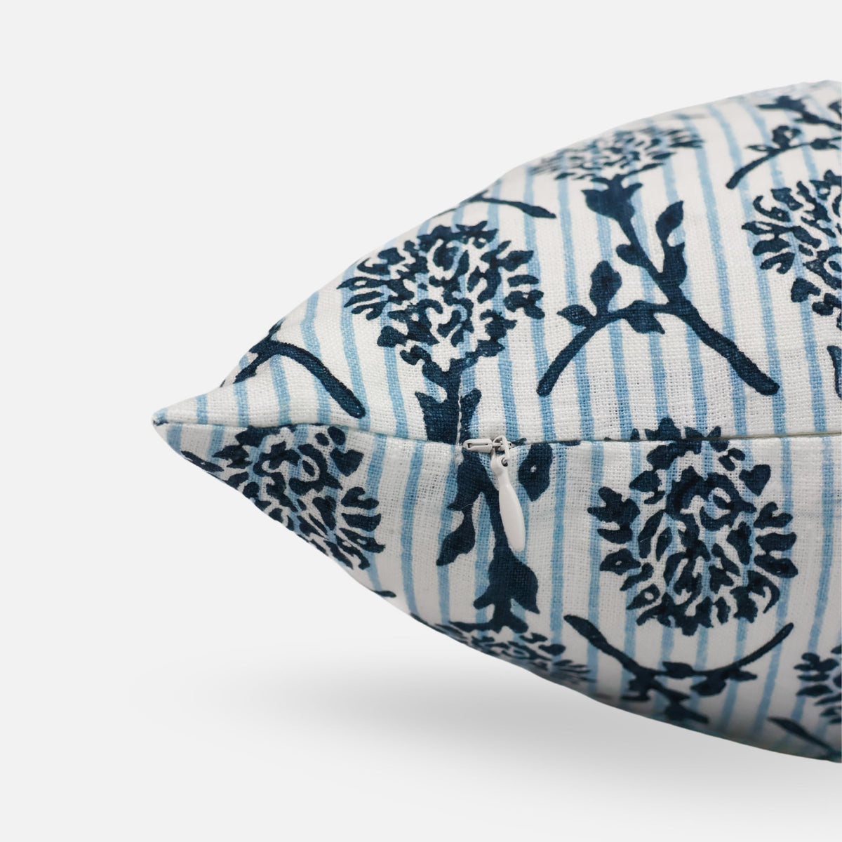 Nikhar Pure Linen Throw Pillow Cover, Azure Blue, detail view