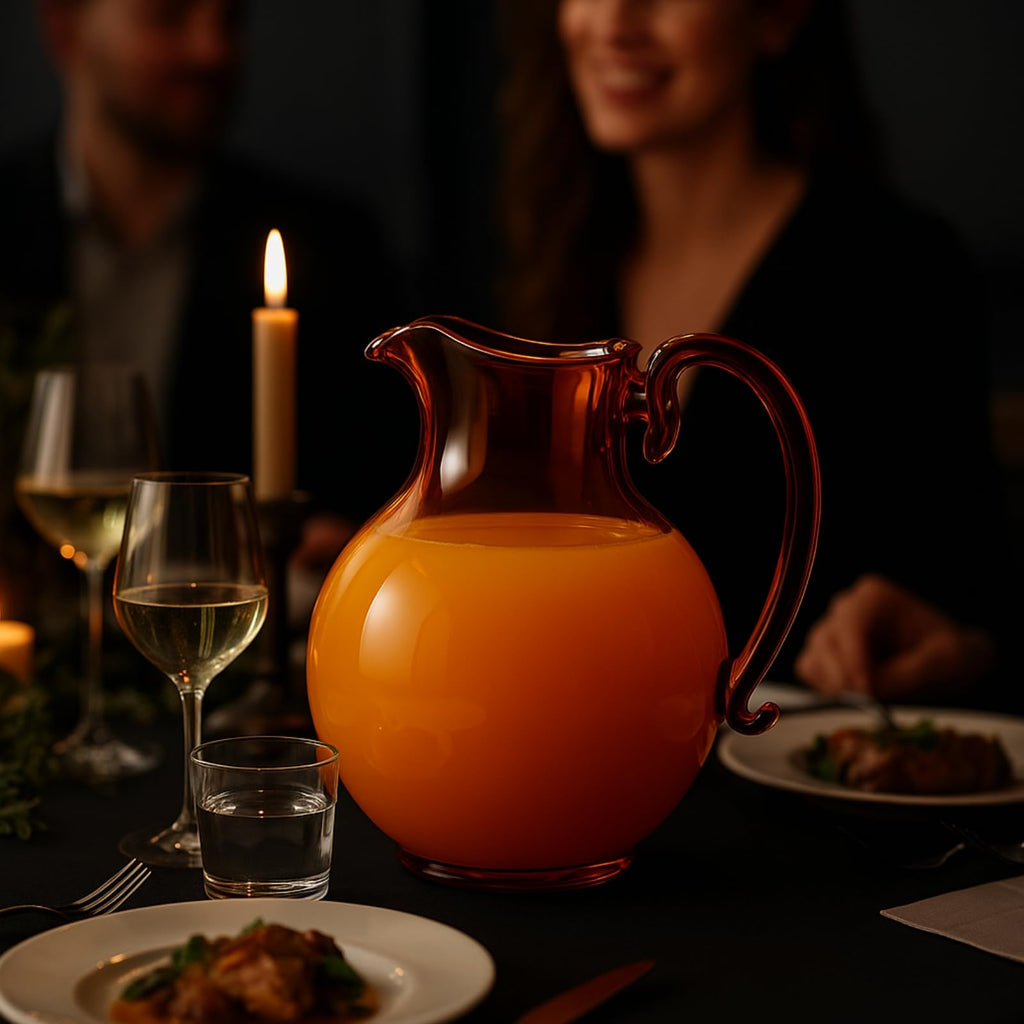 Mouth-Blown Amber Glass Jug, 750 ml, view 8