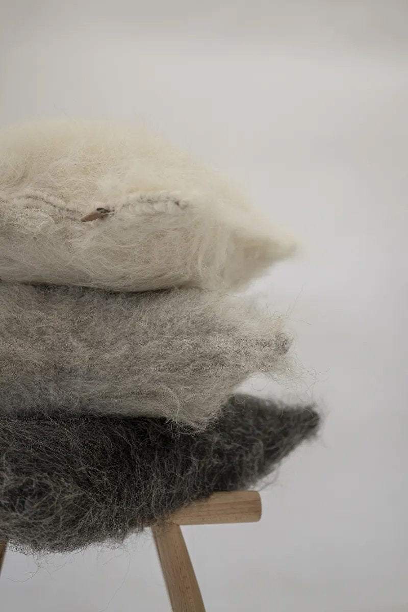 Handwoven Organic Wool Pillow, Brushed