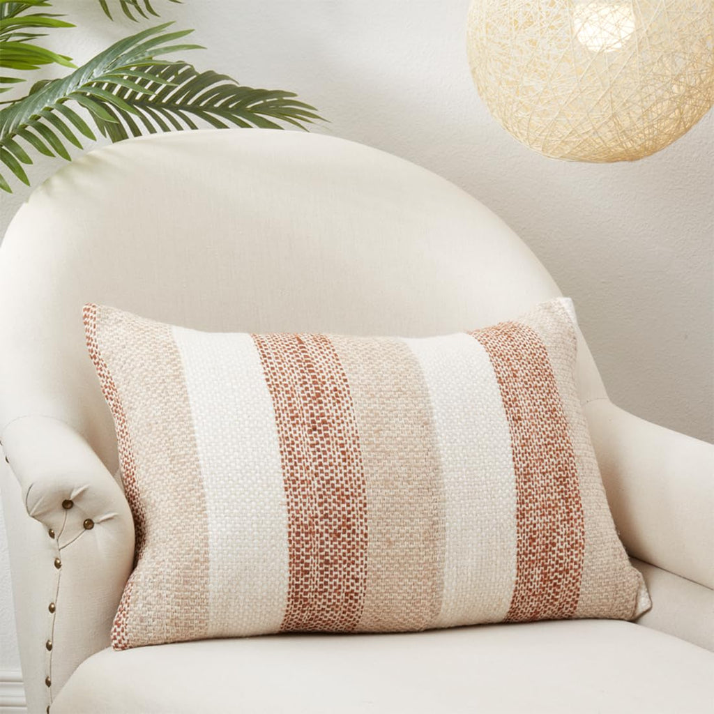 Natural Striped Lumbar Pillow Cover, 16 x 24 in, alternate view