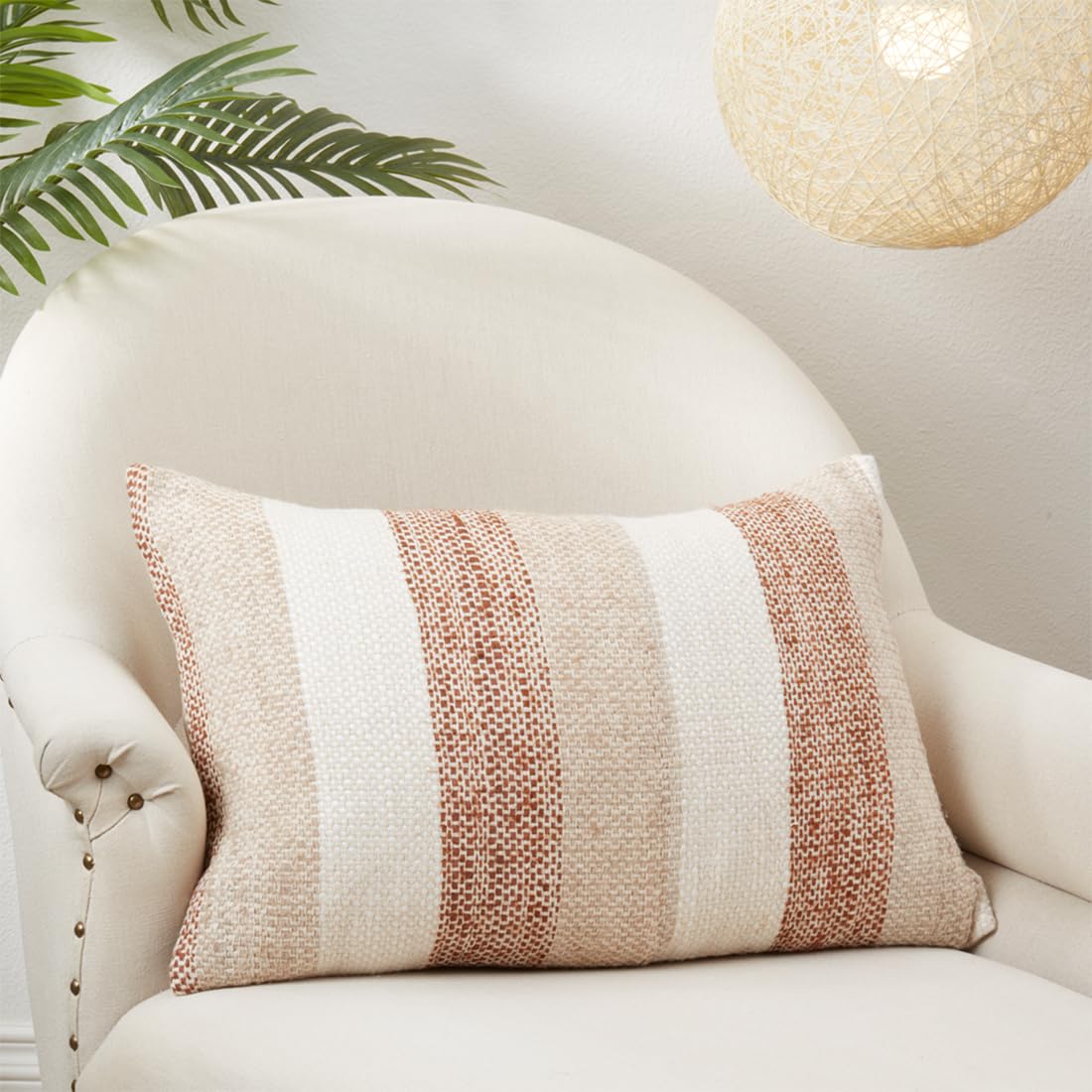Natural Striped Lumbar Pillow Cover, 16 x 24 in, alternate view