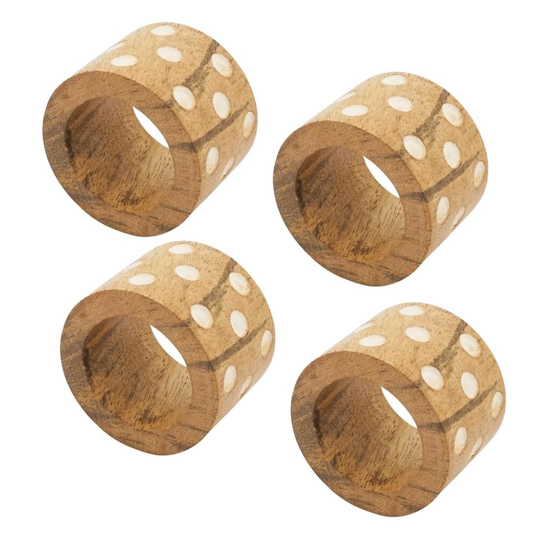 Dot Design Wooden Napkin Rings, Set of 4, alternate view