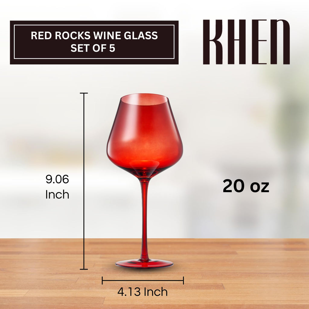 Red Rocks Gradient Wine Glassware shown from a second angle against a pale neutral backdrop