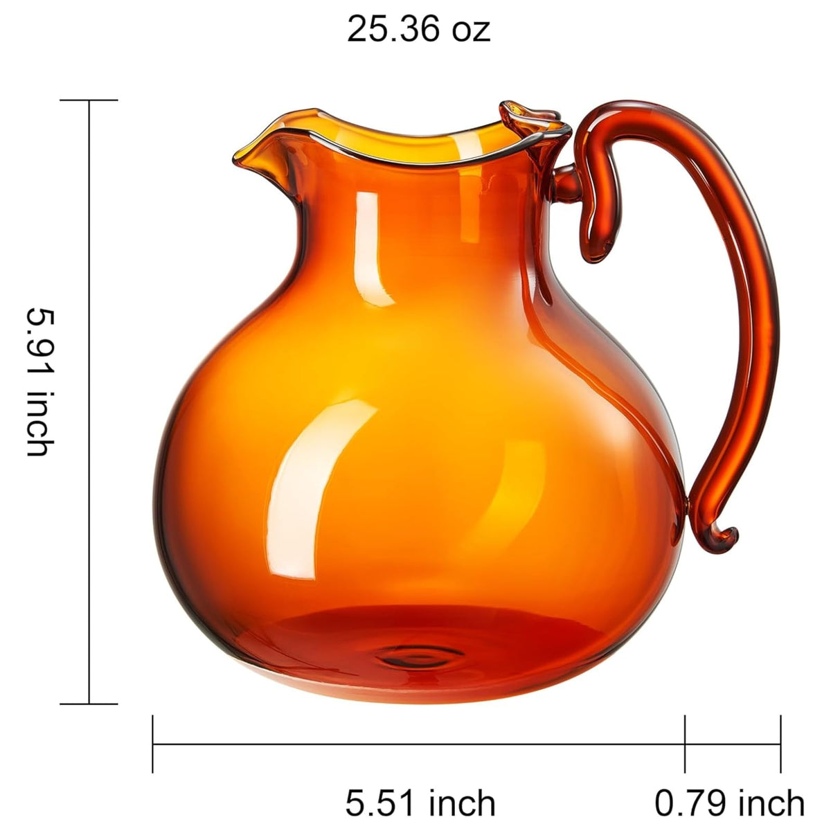 Mouth-Blown Amber Glass Jug, 750 ml, view 9