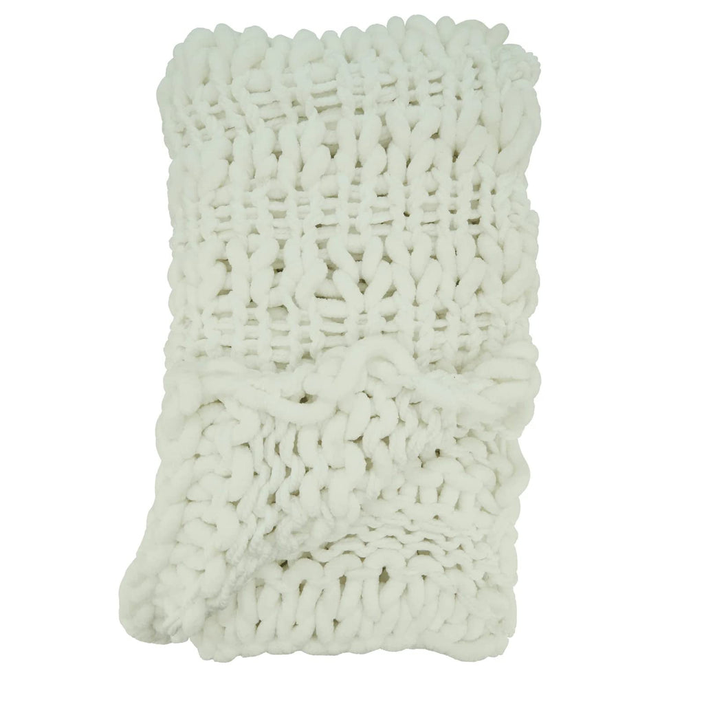 Chunky Cable Knit Throw, White